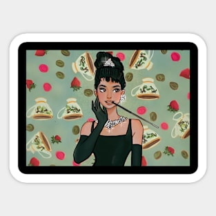 Glamorous lady in black dress Sticker